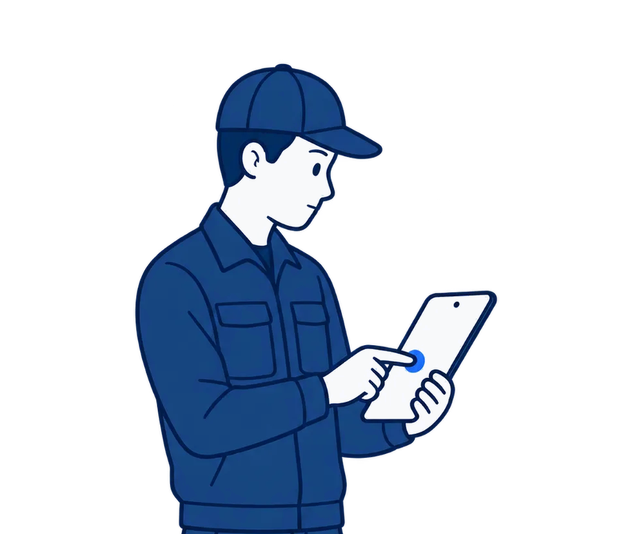 タブレットに入力して依頼を挙げている状態
