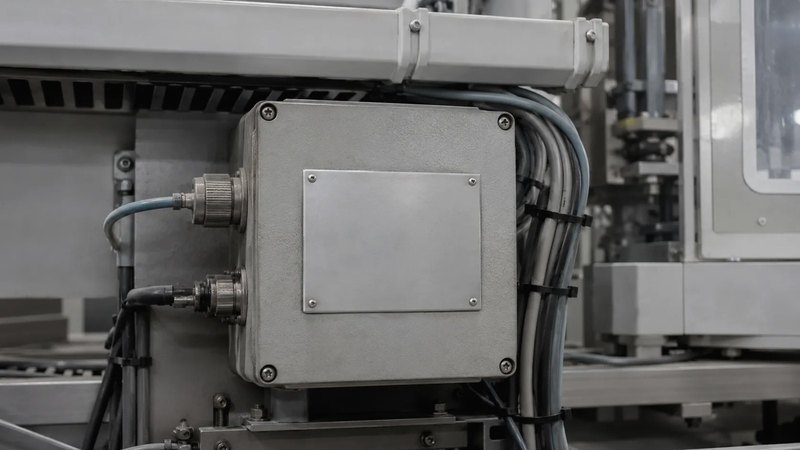 設備に取り付けられた制御ボックスと、そこから伸びる配線